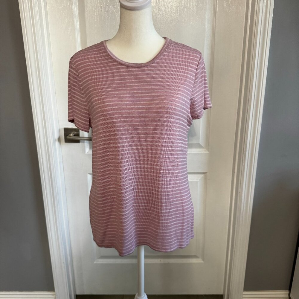 Liverpool Los Angeles T-Shirt Pink and White Stripes Size Small